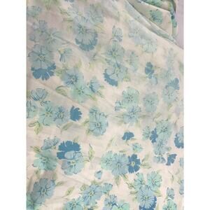 VTG 1970's Flowers Fashion Manor Blue Floral Twin Fitted Sheet MCM Penn-Prest